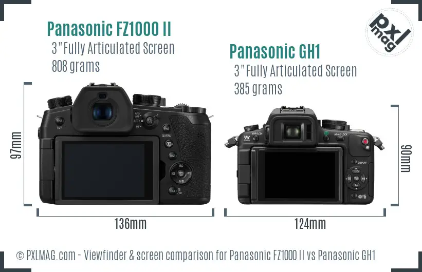 Panasonic FZ1000 II vs Panasonic GH1 Screen and Viewfinder comparison Panasonic FZ1000 II vs Panasonic GH1 Screen and Viewfinder comparison