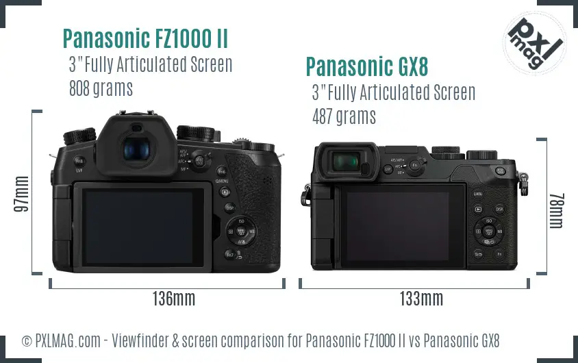 Panasonic FZ1000 II vs Panasonic GX8 Screen and Viewfinder comparison Panasonic FZ1000 II vs Panasonic GX8 Screen and Viewfinder comparison