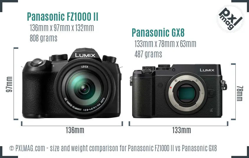 Panasonic FZ1000 II vs Panasonic GX8 size comparison Panasonic FZ1000 II vs Panasonic GX8 size comparison