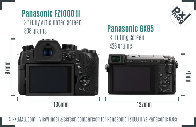 Panasonic FZ1000 II vs Panasonic GX85 Screen and Viewfinder comparison Panasonic FZ1000 II vs Panasonic GX85 Screen and Viewfinder comparison