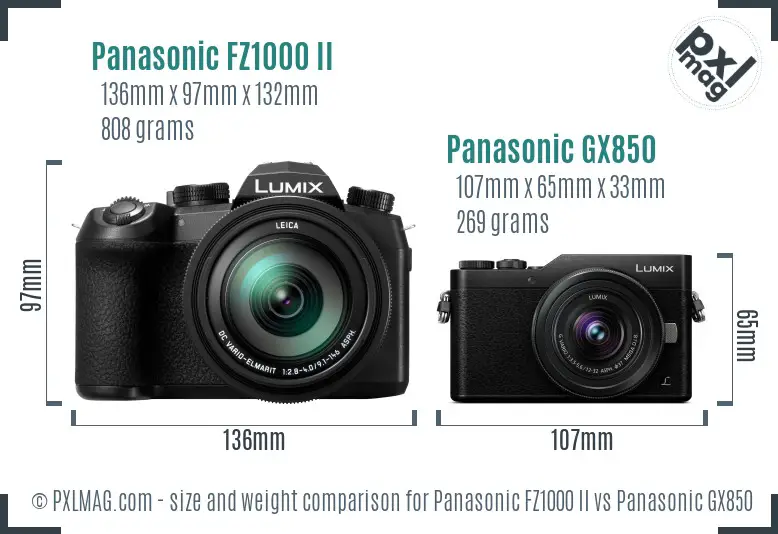 Panasonic FZ1000 II vs Panasonic GX850 size comparison