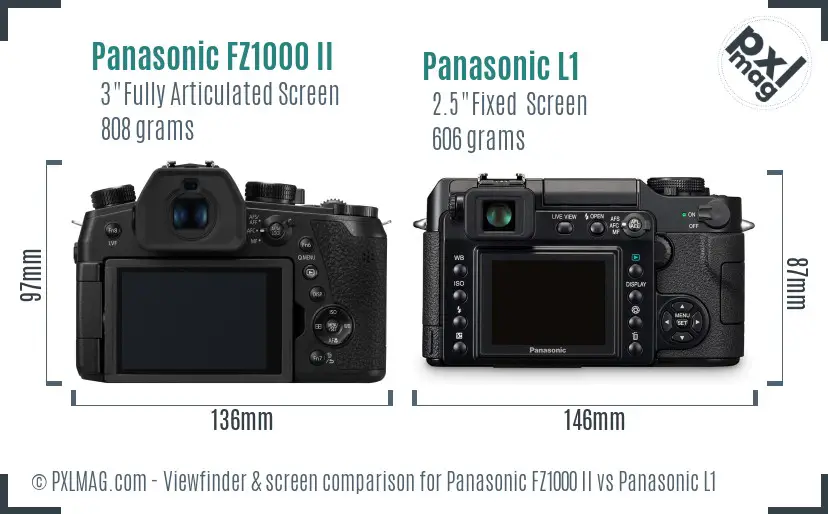 Panasonic FZ1000 II vs Panasonic L1 Screen and Viewfinder comparison