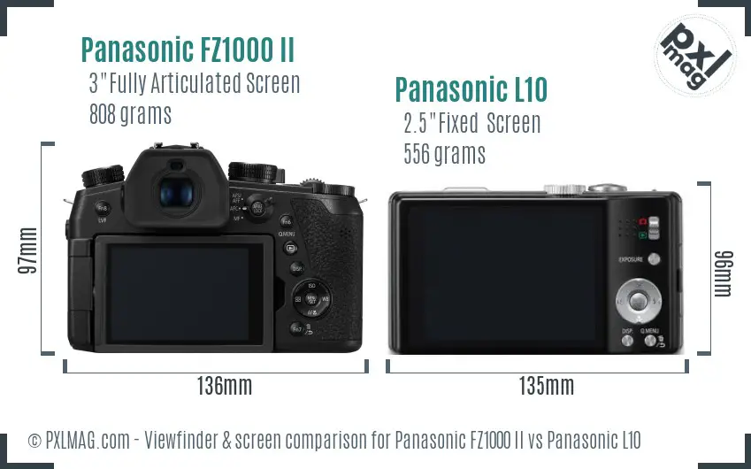 Panasonic FZ1000 II vs Panasonic L10 Screen and Viewfinder comparison