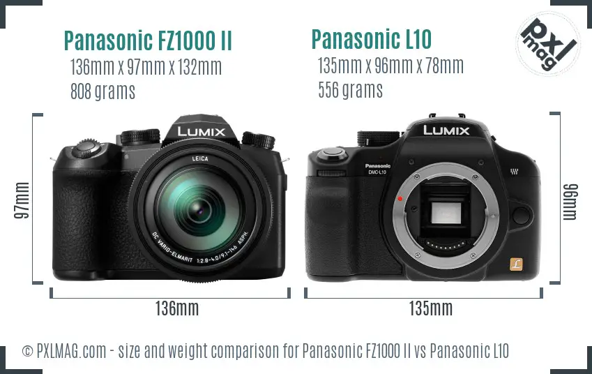 Panasonic FZ1000 II vs Panasonic L10 size comparison