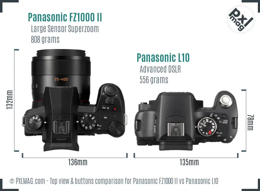 Panasonic FZ1000 II vs Panasonic L10 top view buttons comparison