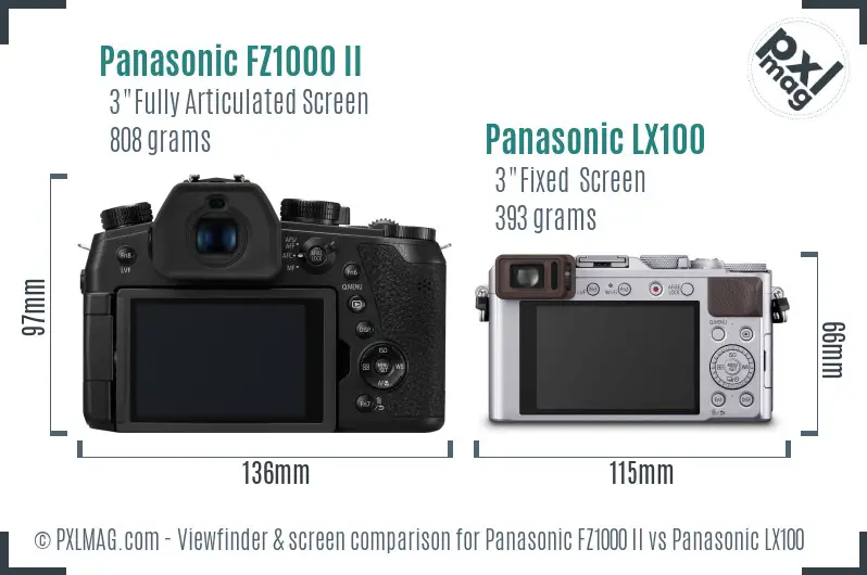 Panasonic FZ1000 II vs Panasonic LX100 Screen and Viewfinder comparison