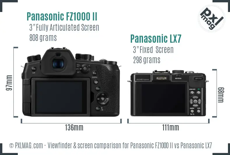 Panasonic FZ1000 II vs Panasonic LX7 Screen and Viewfinder comparison