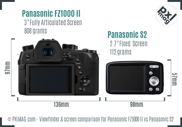 Panasonic FZ1000 II vs Panasonic S2 Screen and Viewfinder comparison