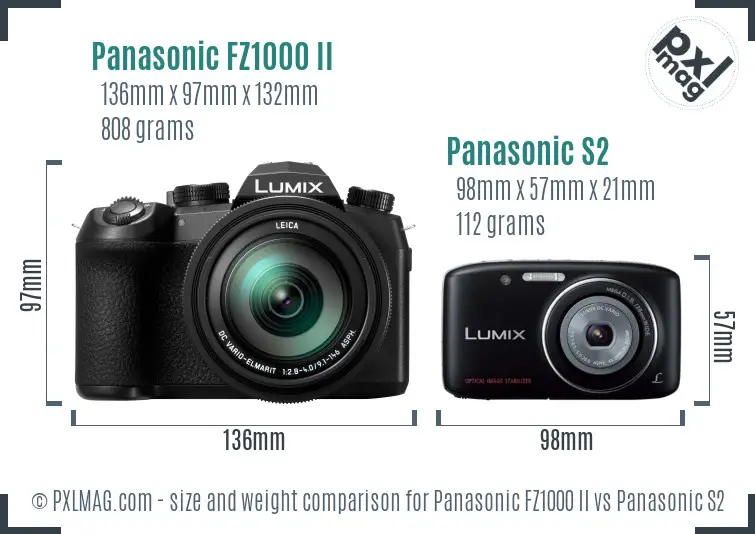 Panasonic FZ1000 II vs Panasonic S2 size comparison