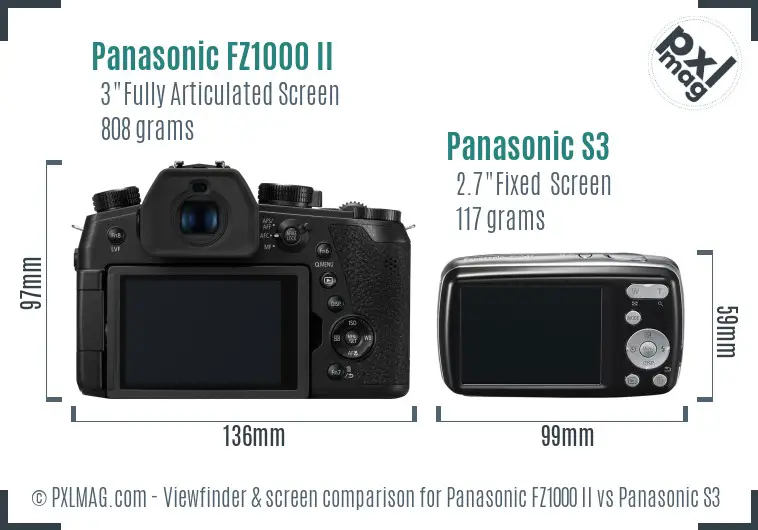 Panasonic FZ1000 II vs Panasonic S3 Screen and Viewfinder comparison