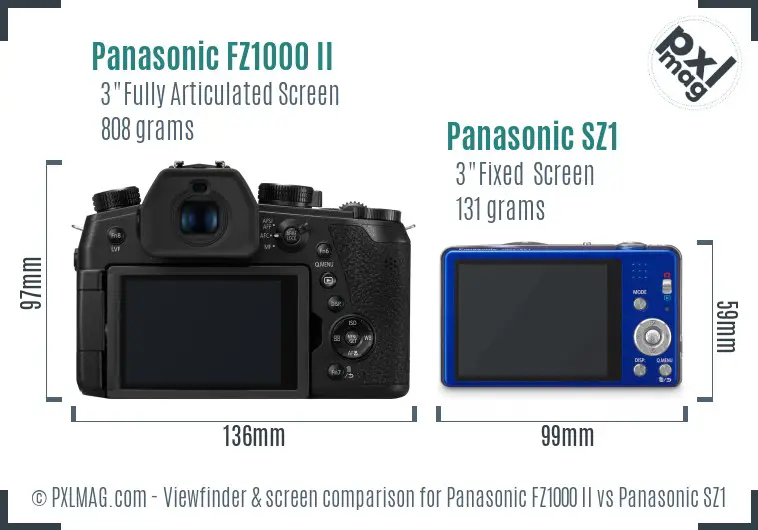 Panasonic FZ1000 II vs Panasonic SZ1 Screen and Viewfinder comparison