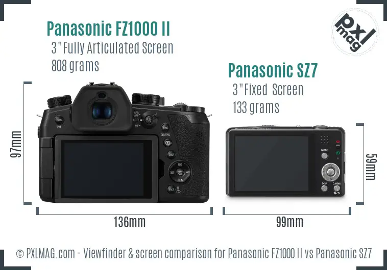 Panasonic FZ1000 II vs Panasonic SZ7 Screen and Viewfinder comparison Panasonic FZ1000 II vs Panasonic SZ7 Screen and Viewfinder comparison