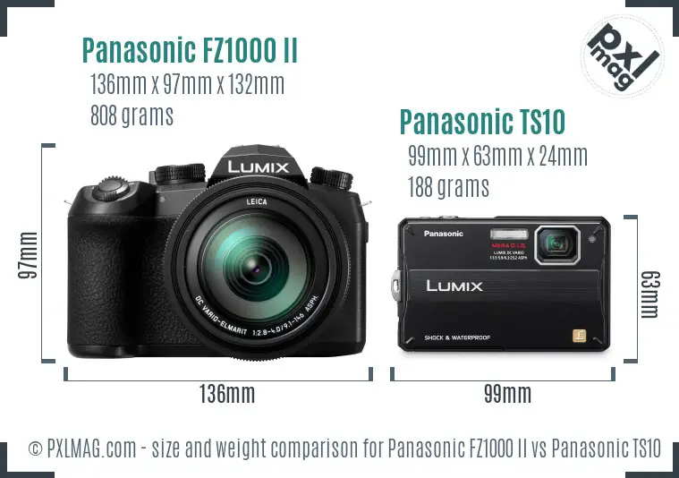 Panasonic FZ1000 II vs Panasonic TS10 size comparison