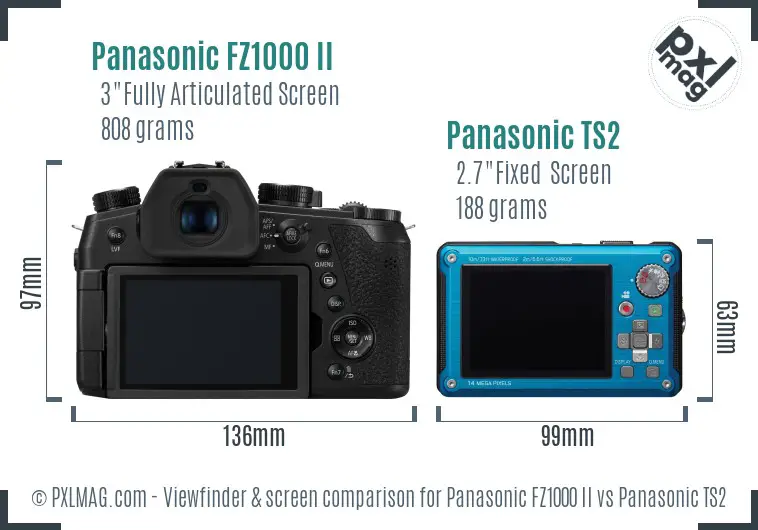 Panasonic FZ1000 II vs Panasonic TS2 Screen and Viewfinder comparison Panasonic FZ1000 II vs Panasonic TS2 Screen and Viewfinder comparison