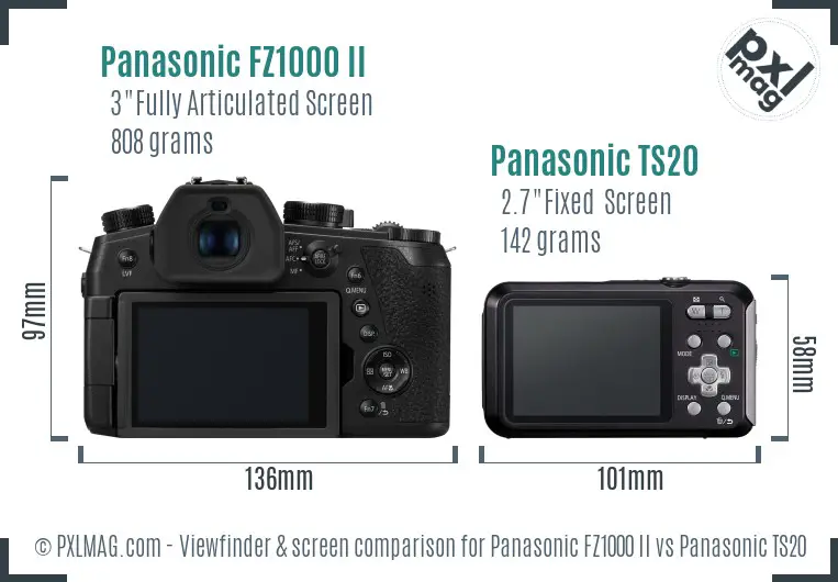 Panasonic FZ1000 II vs Panasonic TS20 Screen and Viewfinder comparison