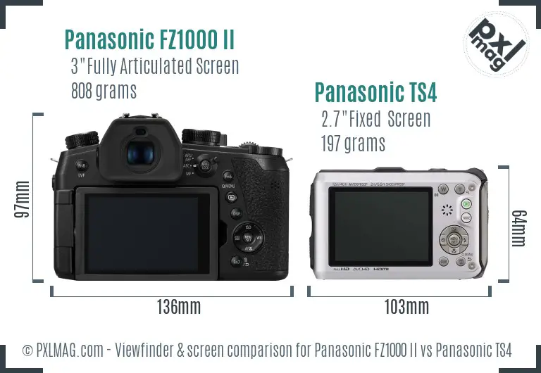 Panasonic FZ1000 II vs Panasonic TS4 Screen and Viewfinder comparison