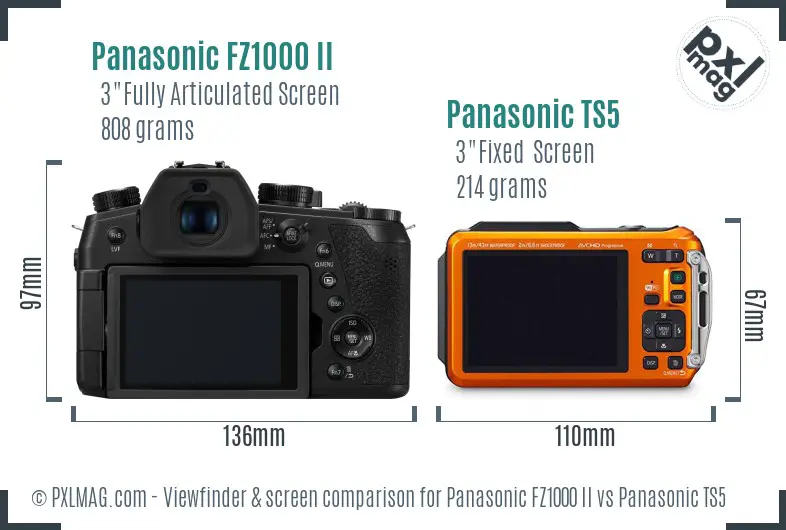Panasonic FZ1000 II vs Panasonic TS5 Screen and Viewfinder comparison