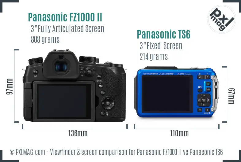Panasonic FZ1000 II vs Panasonic TS6 Screen and Viewfinder comparison
