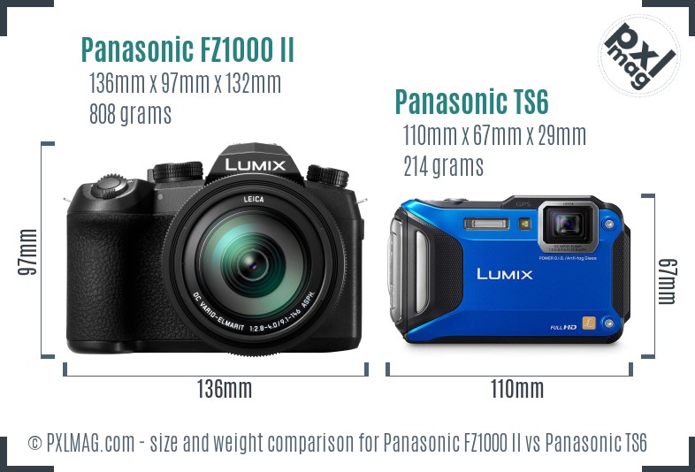 Panasonic FZ1000 II vs Panasonic TS6 size comparison