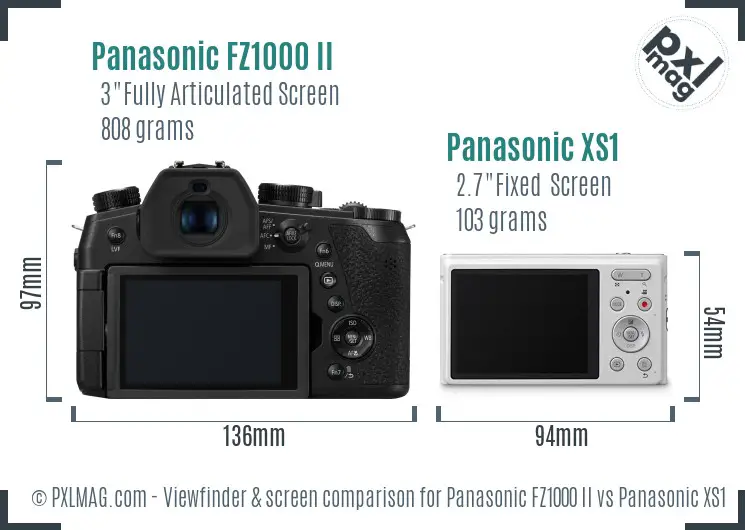Panasonic FZ1000 II vs Panasonic XS1 Screen and Viewfinder comparison