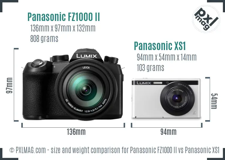 Panasonic FZ1000 II vs Panasonic XS1 size comparison