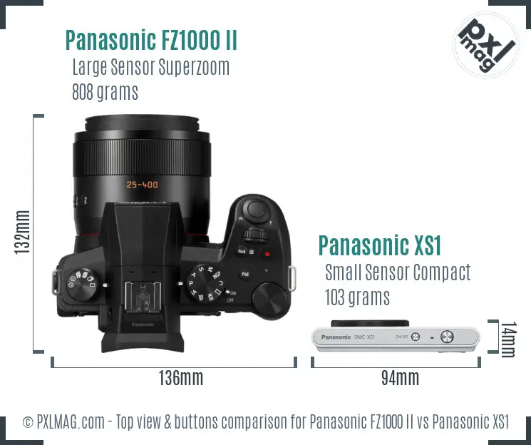 Panasonic FZ1000 II vs Panasonic XS1 top view buttons comparison