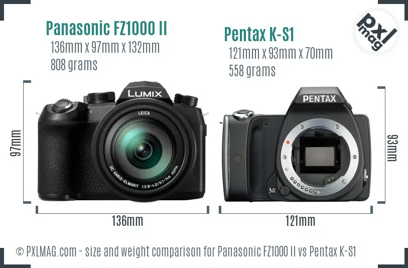 Panasonic FZ1000 II vs Pentax K-S1 size comparison