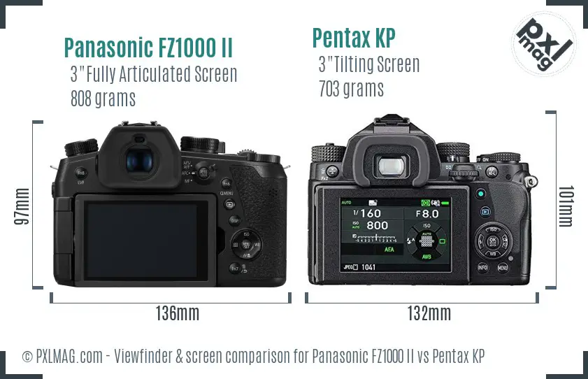 Panasonic FZ1000 II vs Pentax KP Screen and Viewfinder comparison Panasonic FZ1000 II vs Pentax KP Screen and Viewfinder comparison