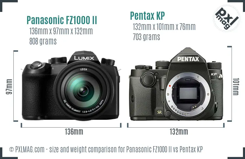 Panasonic FZ1000 II vs Pentax KP size comparison Panasonic FZ1000 II vs Pentax KP size comparison