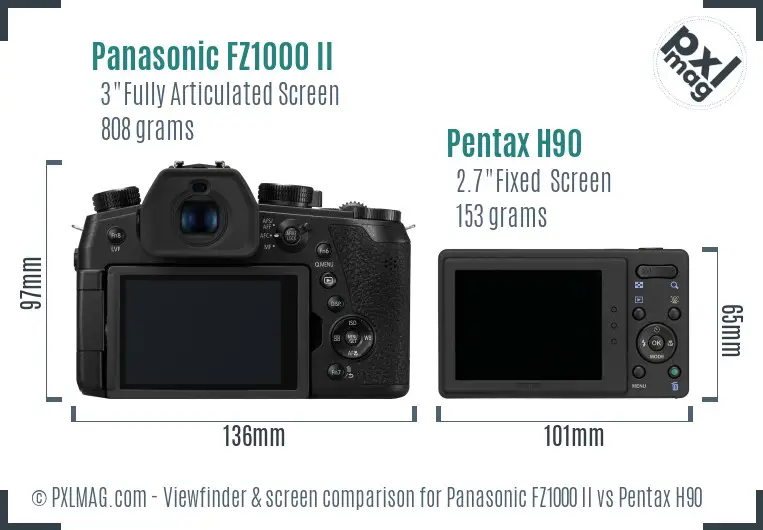 Panasonic FZ1000 II vs Pentax H90 Screen and Viewfinder comparison