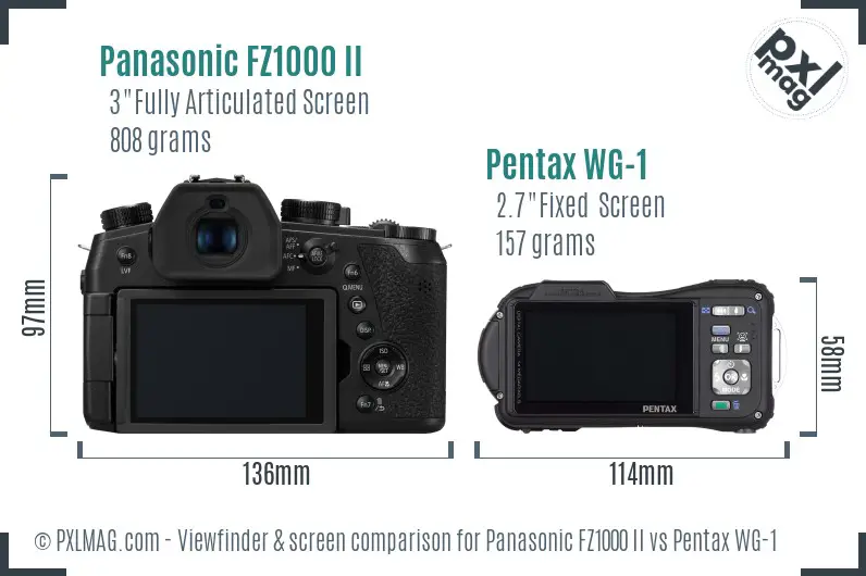 Panasonic FZ1000 II vs Pentax WG-1 Screen and Viewfinder comparison