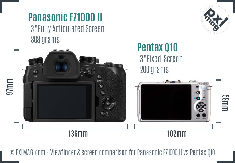 Panasonic FZ1000 II vs Pentax Q10 Screen and Viewfinder comparison