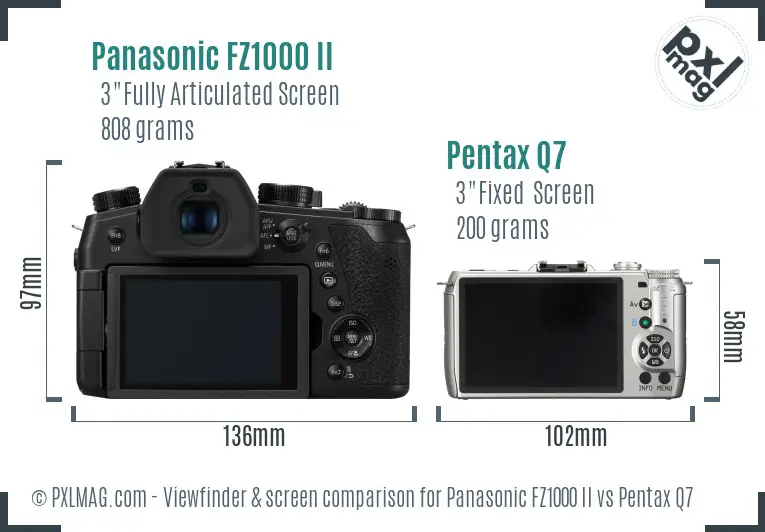 Panasonic FZ1000 II vs Pentax Q7 Screen and Viewfinder comparison