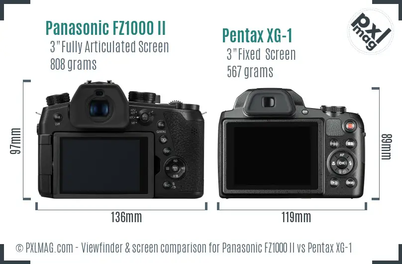 Panasonic FZ1000 II vs Pentax XG-1 Screen and Viewfinder comparison