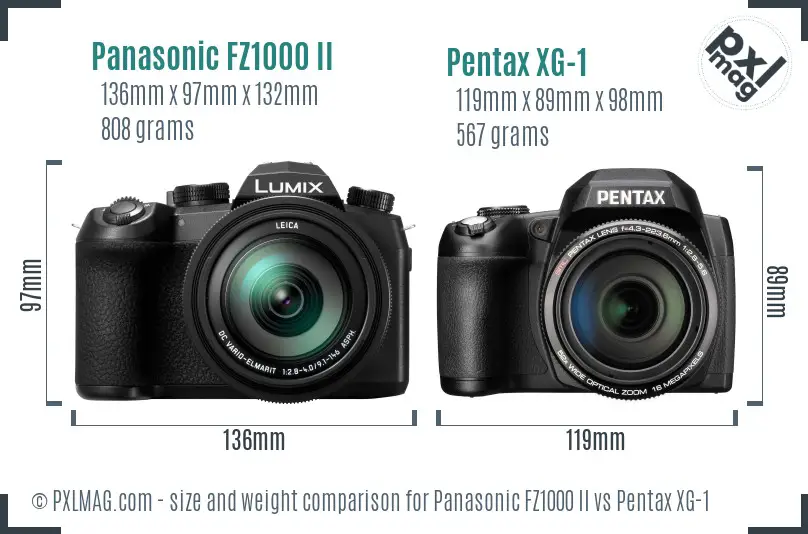 Panasonic FZ1000 II vs Pentax XG-1 size comparison