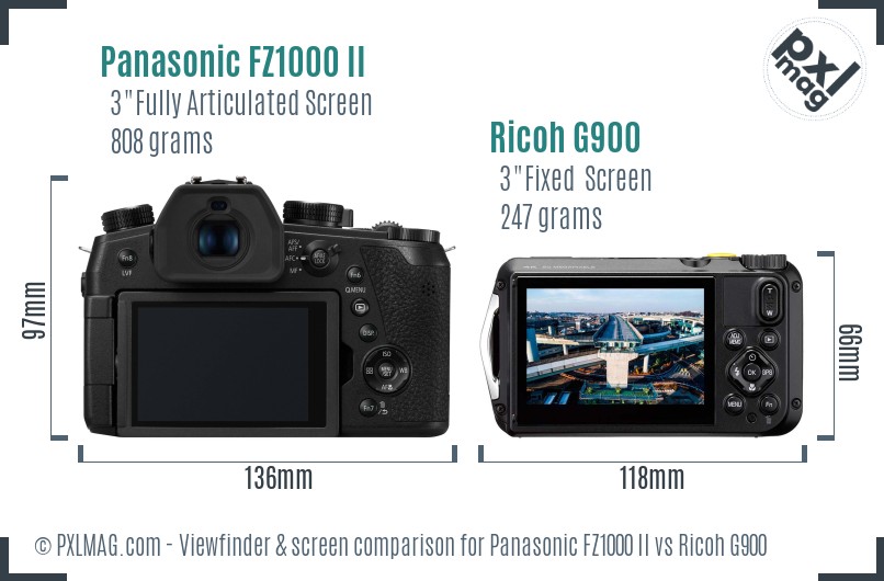 Panasonic FZ1000 II vs Ricoh G900 Screen and Viewfinder comparison