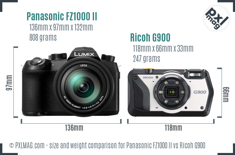 Panasonic FZ1000 II vs Ricoh G900 size comparison Panasonic FZ1000 II vs Ricoh G900 size comparison