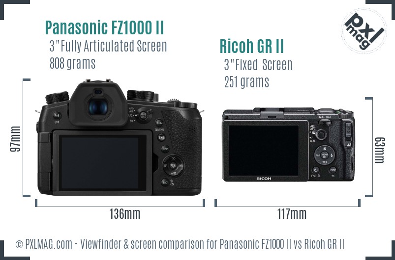 Panasonic FZ1000 II vs Ricoh GR II Screen and Viewfinder comparison