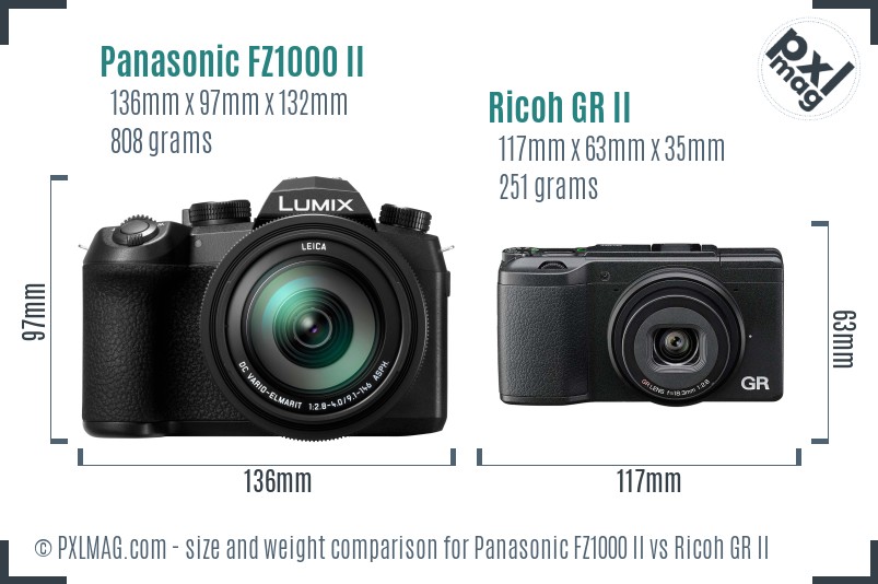 Panasonic FZ1000 II vs Ricoh GR II size comparison