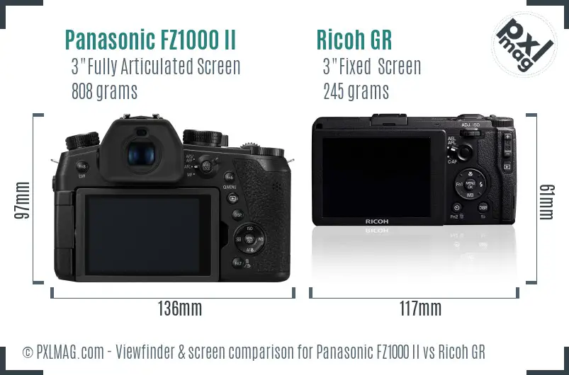 Panasonic FZ1000 II vs Ricoh GR Screen and Viewfinder comparison Panasonic FZ1000 II vs Ricoh GR Screen and Viewfinder comparison