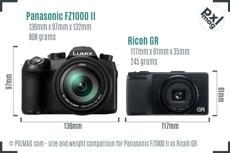 Panasonic FZ1000 II vs Ricoh GR size comparison Panasonic FZ1000 II vs Ricoh GR size comparison