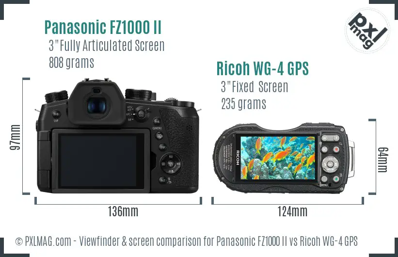 Panasonic FZ1000 II vs Ricoh WG-4 GPS Screen and Viewfinder comparison