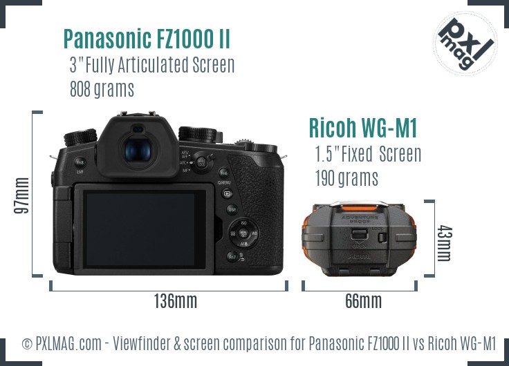 Panasonic FZ1000 II vs Ricoh WG-M1 Screen and Viewfinder comparison