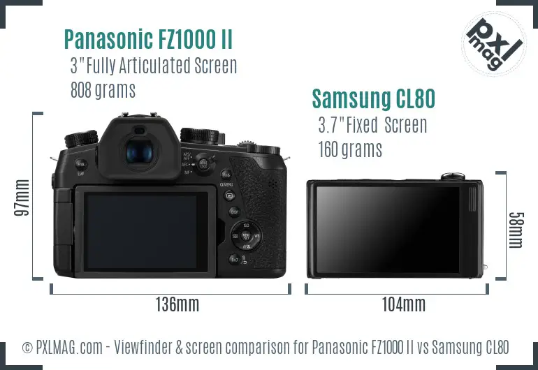 Panasonic FZ1000 II vs Samsung CL80 Screen and Viewfinder comparison Panasonic FZ1000 II vs Samsung CL80 Screen and Viewfinder comparison