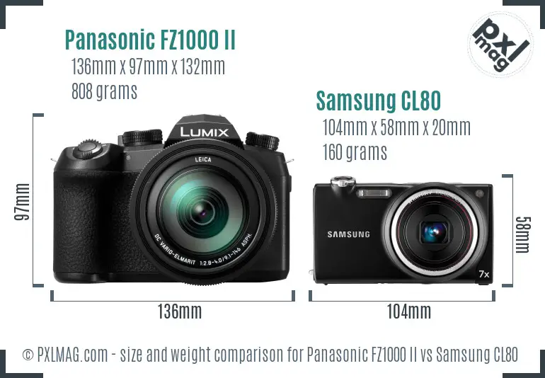 Panasonic FZ1000 II vs Samsung CL80 size comparison Panasonic FZ1000 II vs Samsung CL80 size comparison