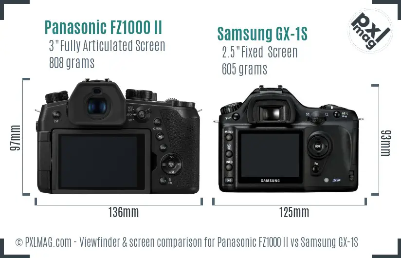 Panasonic FZ1000 II vs Samsung GX-1S Screen and Viewfinder comparison