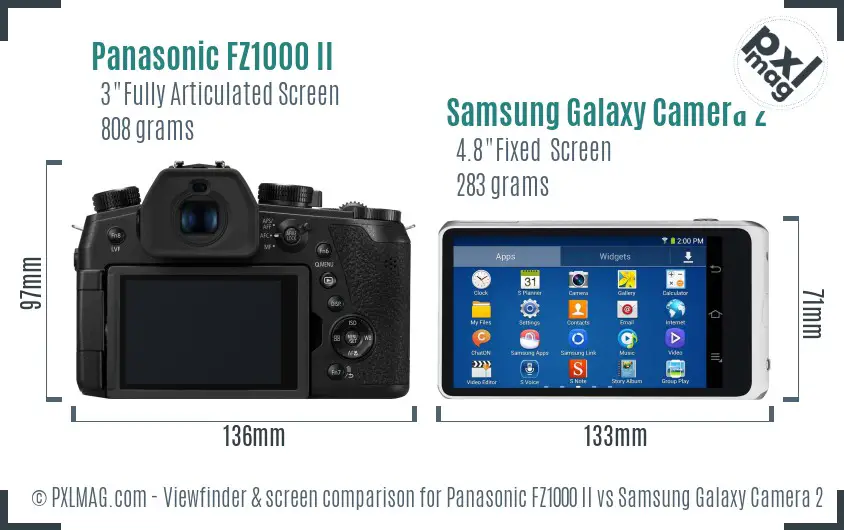 Panasonic FZ1000 II vs Samsung Galaxy Camera 2 Screen and Viewfinder comparison