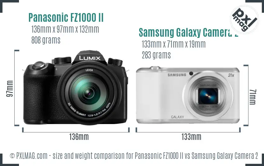 Panasonic FZ1000 II vs Samsung Galaxy Camera 2 size comparison