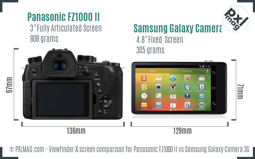 Panasonic FZ1000 II vs Samsung Galaxy Camera 3G Screen and Viewfinder comparison