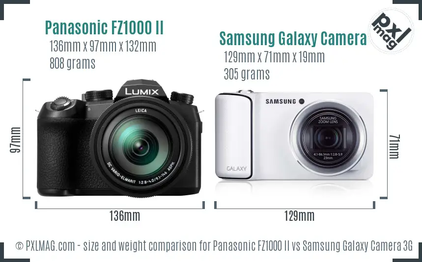 Panasonic FZ1000 II vs Samsung Galaxy Camera 3G size comparison